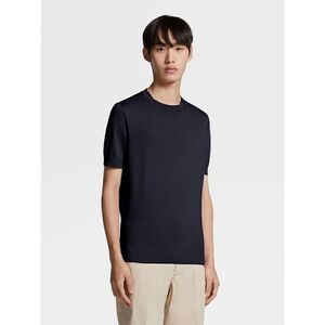 ZEGNA NAVY BLUE PREMIUM COTTON T-SHIRT